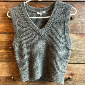 Madewell Gray V-Neck Sweater Vest